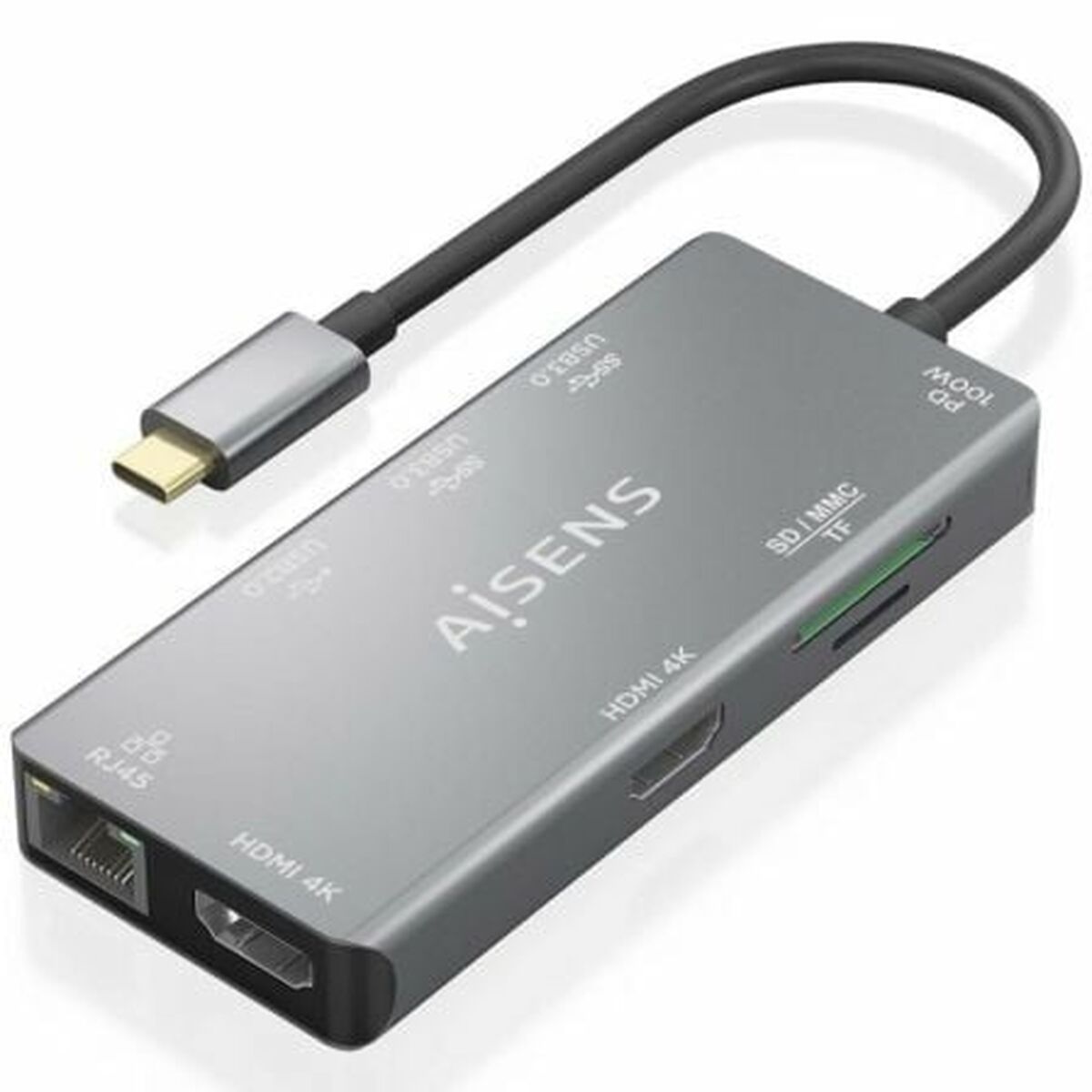 USB šakotuvas Aisens ASUC-9P018-GR Pilka